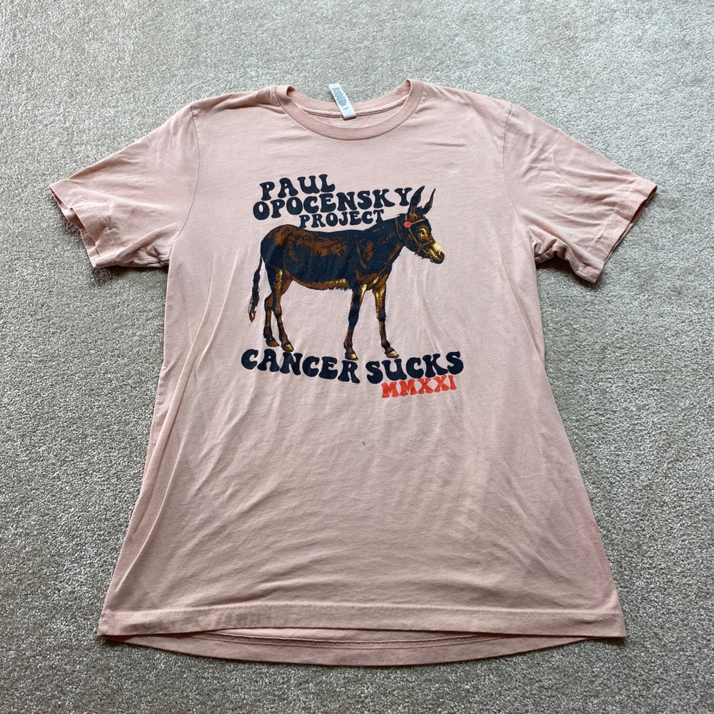 Paul Opocensky Project Shirt Womens Large Cancer Sucks Graphic Tee Pink Donkey